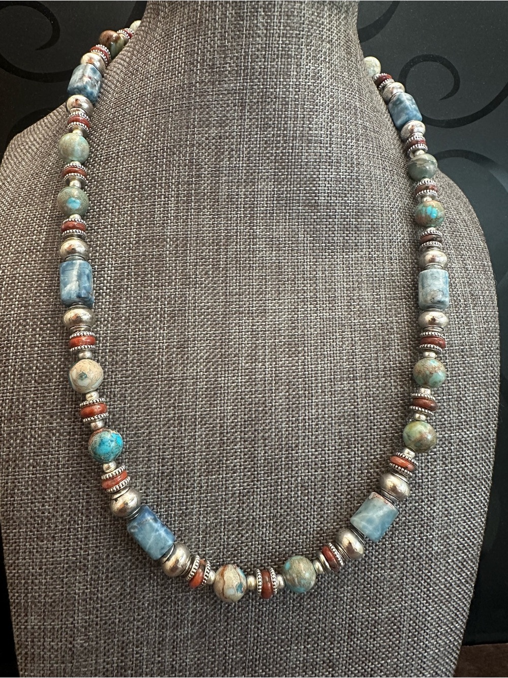 Handcrafted Blue And  Brown  Beaded Necklace